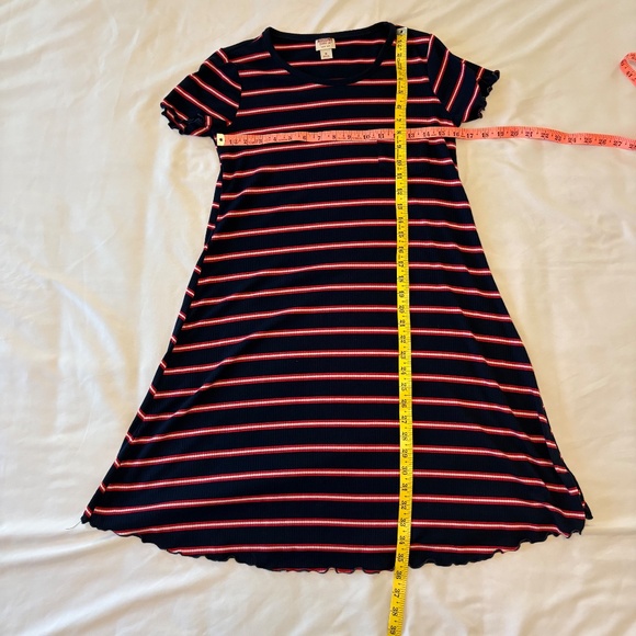 Mossimo Ribbed‎ Red White Blue Striped T-Shirt Dress Size Medium - Picture 3 of 7